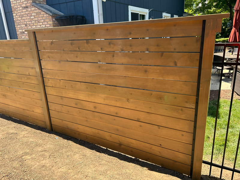 horizontal fencing cedar fence installation Lisle Illinois