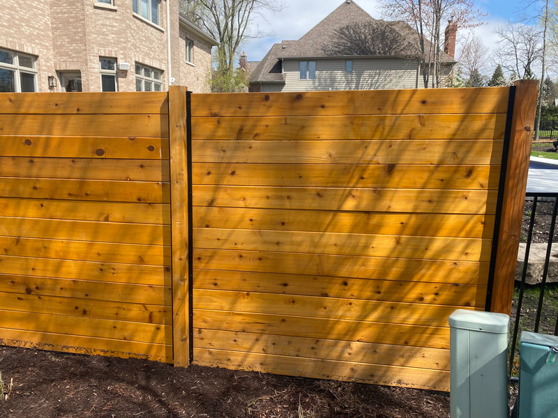 horizontal fencing installation wood cedar